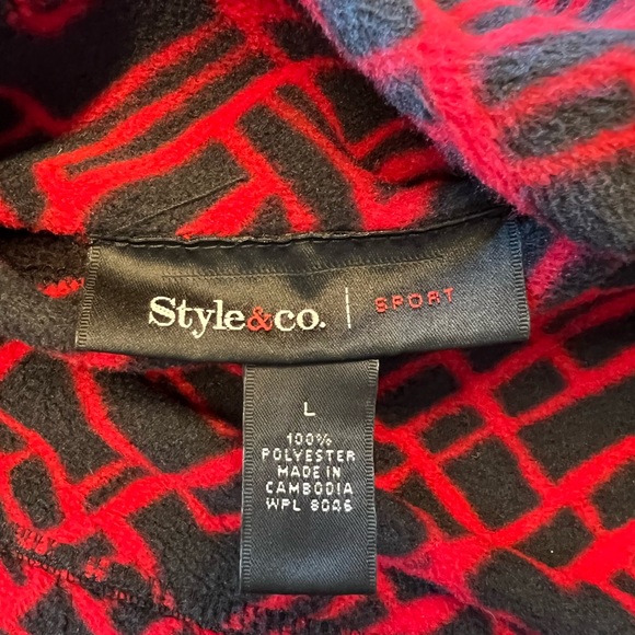 Style & Co Reversible Double Style Black & Red Zipper Jacket - Size Large - Picture 13 of 14